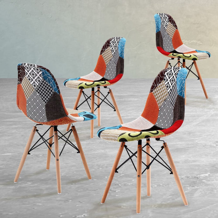 2 Set Multi Colour Retro Dining Cafe Chair Dsw Fabric