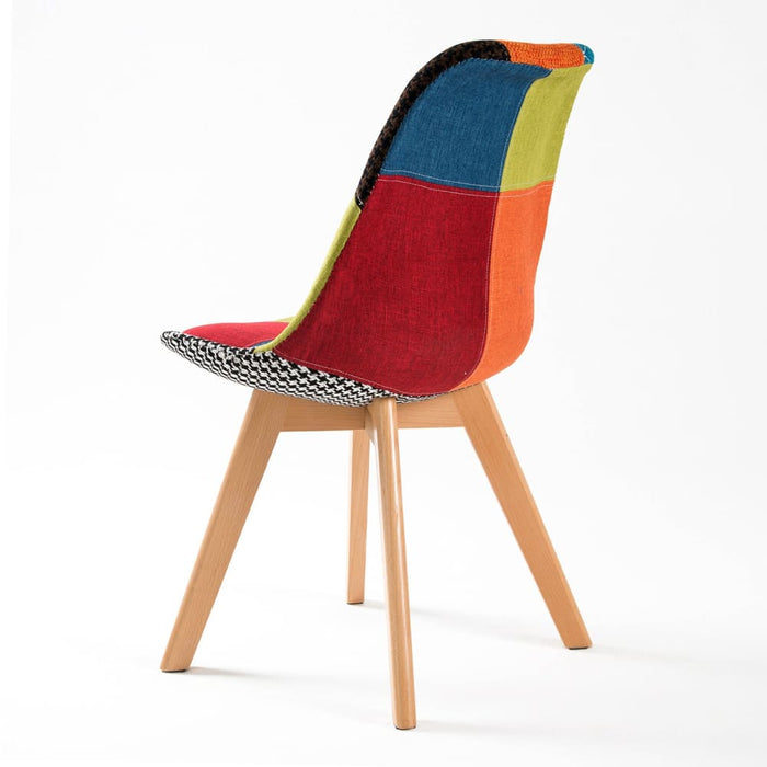 2 Set Multi Colour Retro Dining Cafe Chair Padded Seat