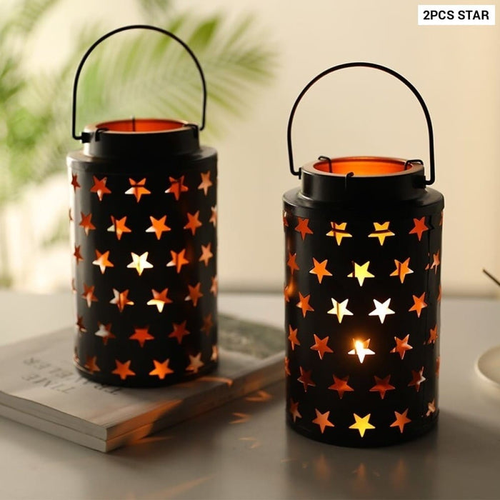 2 Pack Nordic Flower Hollow Wrought Candle Holder For Home