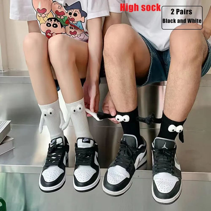 2 Pairs Fun 3d Cartoon Mid Tube Socks For Couples