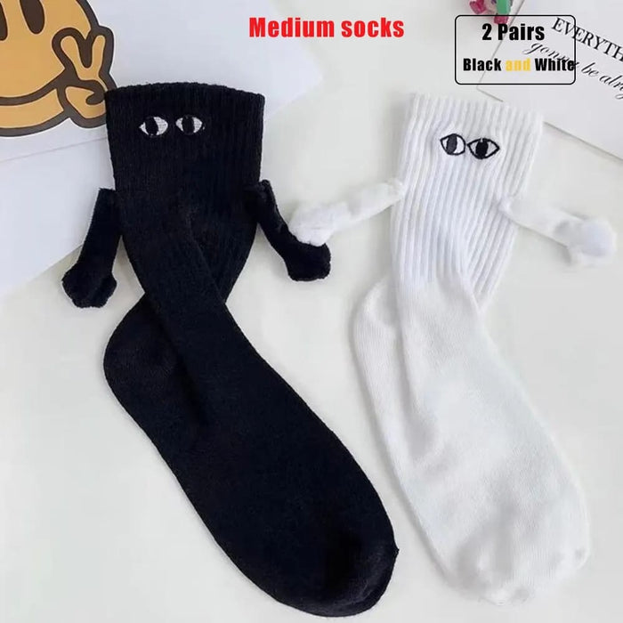 2 Pairs Fun 3d Cartoon Mid Tube Socks For Couples