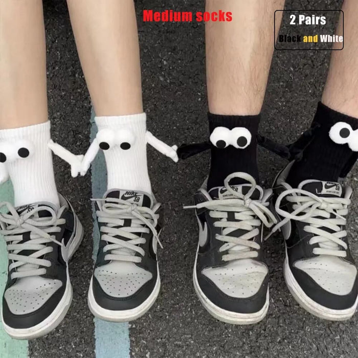 2 Pairs Fun 3d Cartoon Mid Tube Socks For Couples