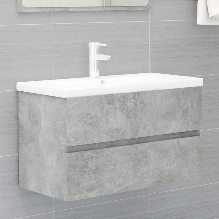 2 Piece Bathroom Furniture Set Concrete Grey Chipboard