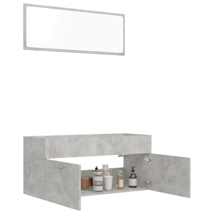 2 Piece Bathroom Furniture Set Concrete Grey Chipboard