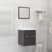 2 Piece Bathroom Furniture Set Glossy Look Grey Chipboard