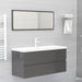 2 Piece Bathroom Furniture Set Glossy Look Grey Chipboard