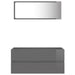 2 Piece Bathroom Furniture Set Glossy Look Grey Chipboard