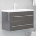 2 Piece Bathroom Furniture Set Glossy Look Grey Chipboard