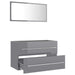 2 Piece Bathroom Furniture Set Glossy Look Grey Chipboard