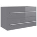 2 Piece Bathroom Furniture Set Glossy Look Grey Chipboard