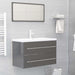 2 Piece Bathroom Furniture Set Glossy Look Grey Chipboard