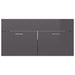 2 Piece Bathroom Furniture Set Glossy Look Grey Chipboard