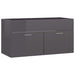 2 Piece Bathroom Furniture Set Glossy Look Grey Chipboard