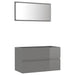 2 Piece Bathroom Furniture Set Glossy Look Grey Chipboard