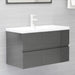 2 Piece Bathroom Furniture Set Glossy Look Grey Chipboard