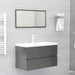 2 Piece Bathroom Furniture Set Glossy Look Grey Chipboard