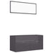 2 Piece Bathroom Furniture Set Glossy Look Grey Chipboard