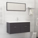 2 Piece Bathroom Furniture Set Glossy Look Grey Chipboard