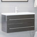 2 Piece Bathroom Furniture Set Glossy Look Grey Chipboard