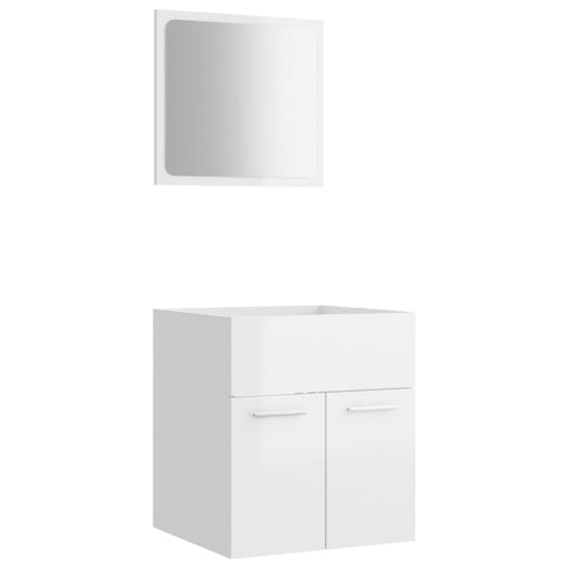 2 Piece Bathroom Furniture Set Glossy Look White Chipboard