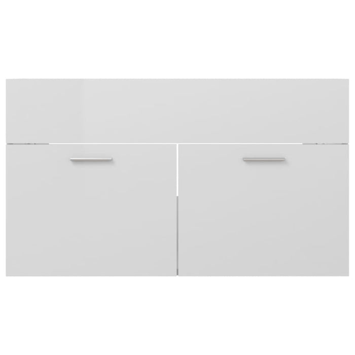 2 Piece Bathroom Furniture Set Glossy Look White Chipboard