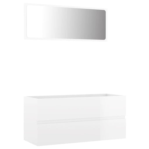 2 Piece Bathroom Furniture Set Glossy Look White Chipboard