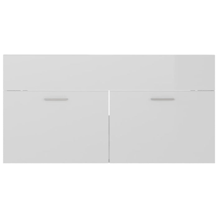 2 Piece Bathroom Furniture Set Glossy Look White Chipboard