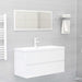 2 Piece Bathroom Furniture Set Glossy Look White Chipboard