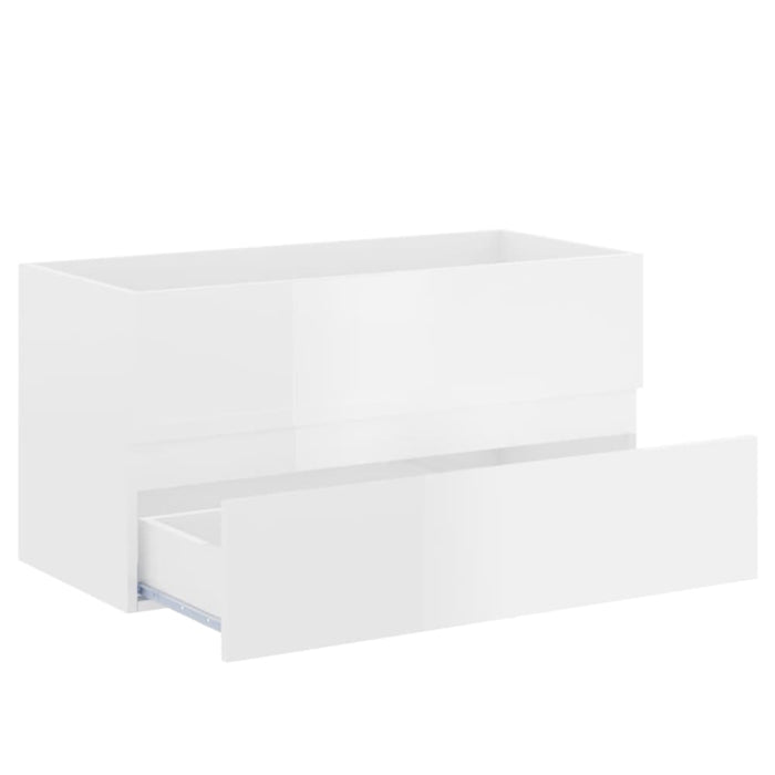 2 Piece Bathroom Furniture Set Glossy Look White Chipboard