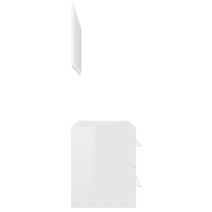 2 Piece Bathroom Furniture Set Glossy Look White Chipboard