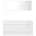 2 Piece Bathroom Furniture Set Glossy Look White Chipboard