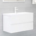 2 Piece Bathroom Furniture Set Glossy Look White Chipboard