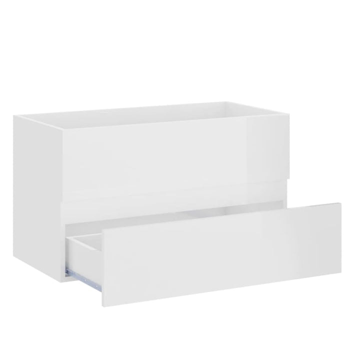 2 Piece Bathroom Furniture Set Glossy Look White Chipboard