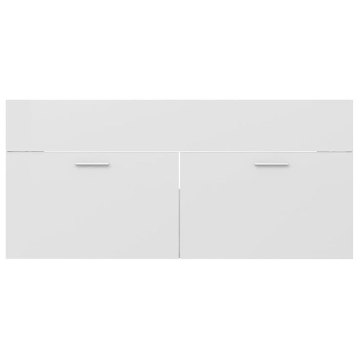 2 Piece Bathroom Furniture Set Glossy Look White Chipboard