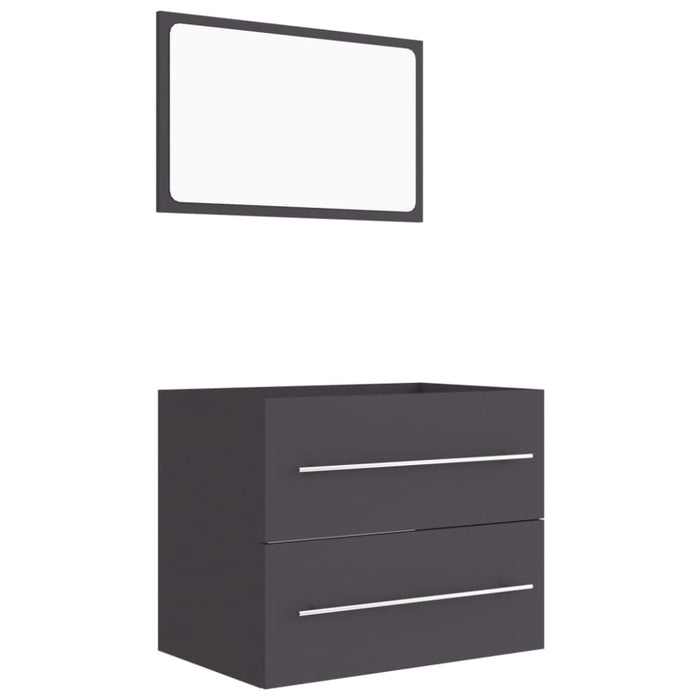 2 Piece Bathroom Furniture Set Grey Chipboard Nbanxk