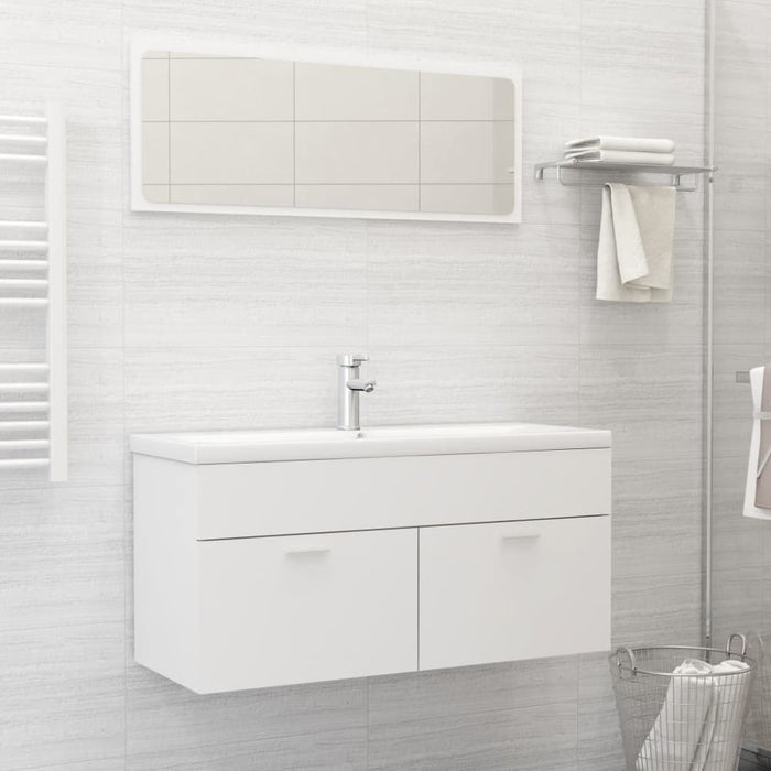 2 Piece Bathroom Furniture Set White Chipboard Nbanbk