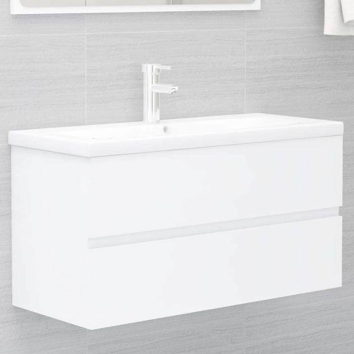 2 Piece Bathroom Furniture Set White Chipboard Nbankb