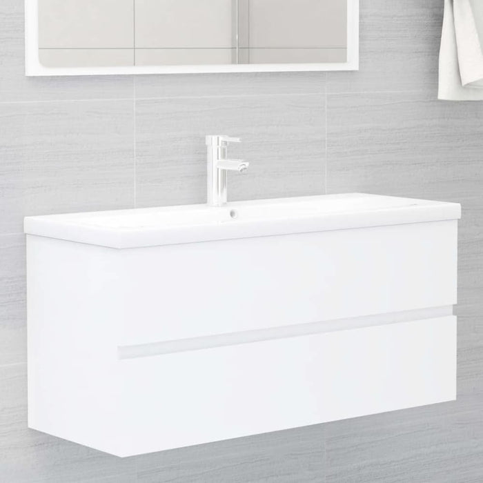 2 Piece Bathroom Furniture Set White Chipboard Nbankk