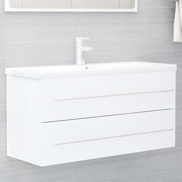 2 Piece Bathroom Furniture Set White Chipboard Nbanpa