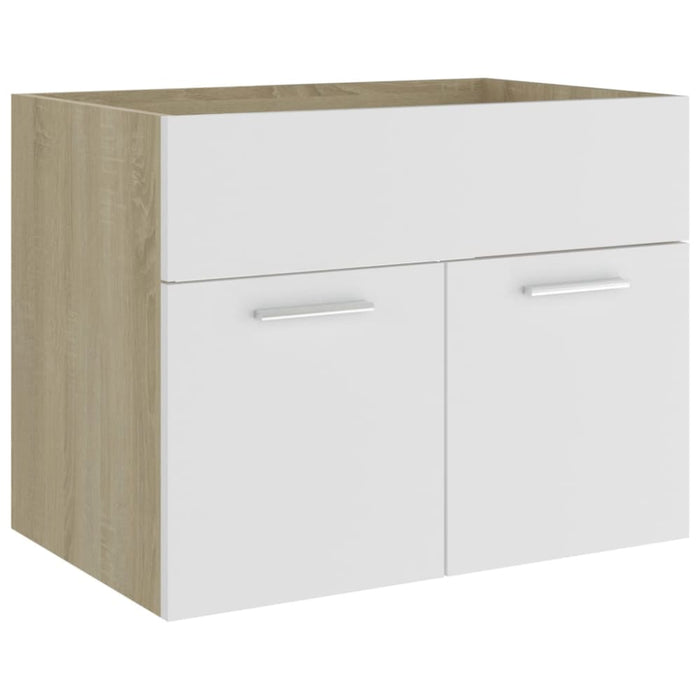 2 Piece Bathroom Furniture Set White And Sonoma Oak