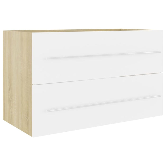 2 Piece Bathroom Furniture Set White And Sonoma Oak