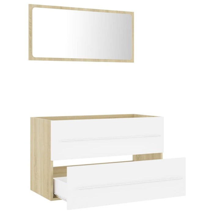 2 Piece Bathroom Furniture Set White And Sonoma Oak