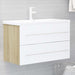 2 Piece Bathroom Furniture Set White And Sonoma Oak