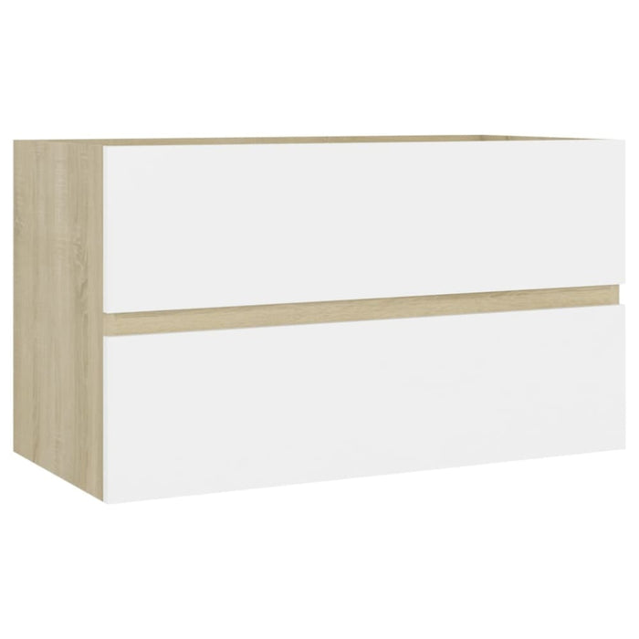 2 Piece Bathroom Furniture Set White And Sonoma Oak