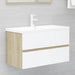 2 Piece Bathroom Furniture Set White And Sonoma Oak