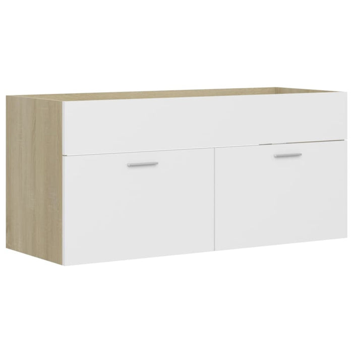 2 Piece Bathroom Furniture Set White And Sonoma Oak