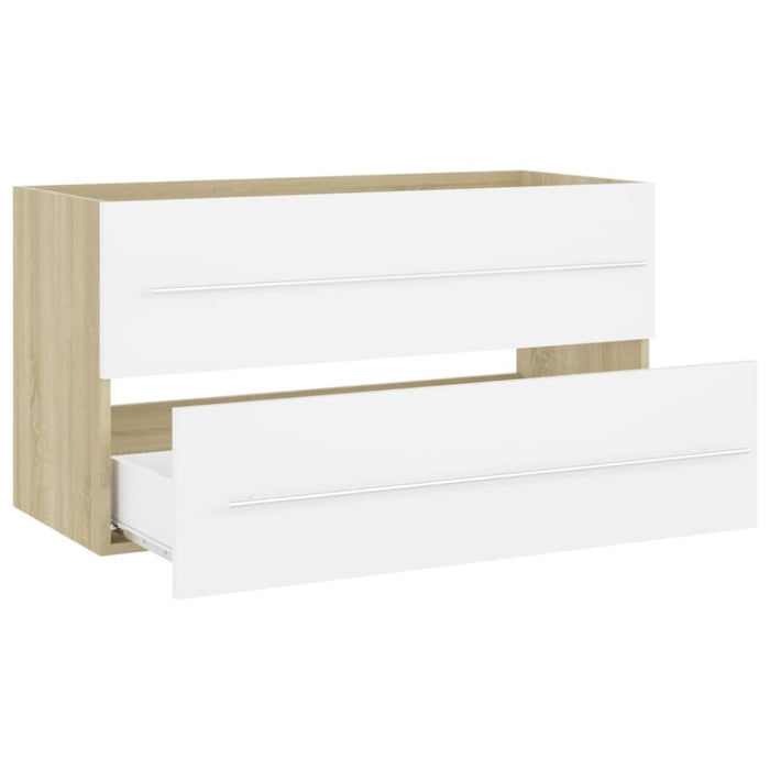 2 Piece Bathroom Furniture Set White And Sonoma Oak