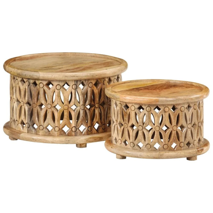 2 Piece Coffee Table Set Solid Wood Mango Tpolnn