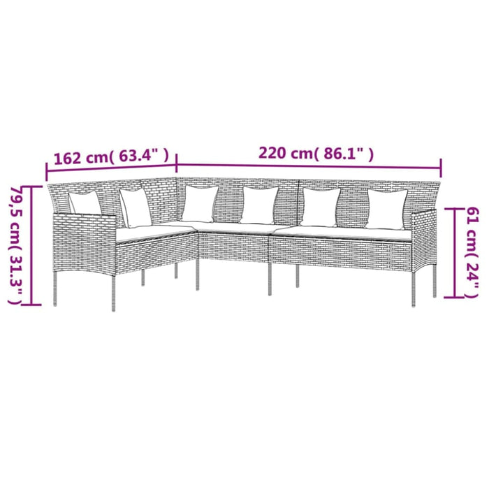 2 Piece Garden Dining Set With Cushions Black Poly Rattan