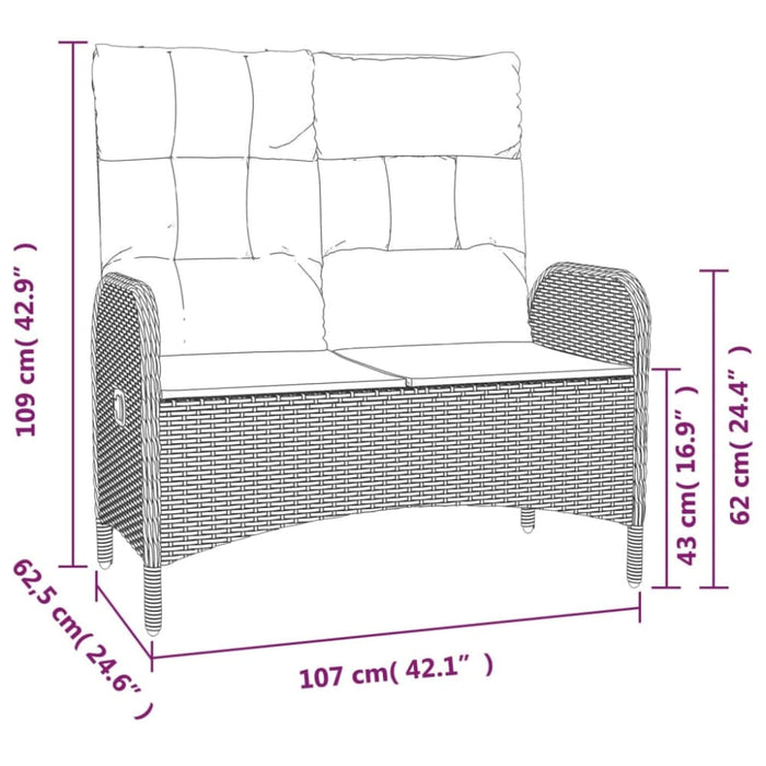 2 Piece Garden Dining Set With Cushions Grey Poly Rattan